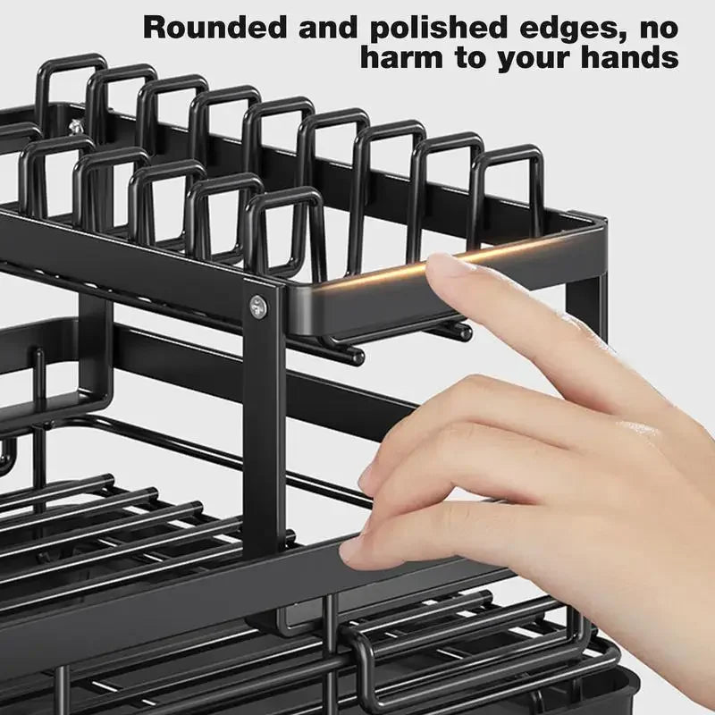 1/2 Tier Kitchen Organizer Dish Drying Rack Bowls Knife Fork Pot Lid Utensils Storage Rack Kitchen Counter Tableware Drainboard