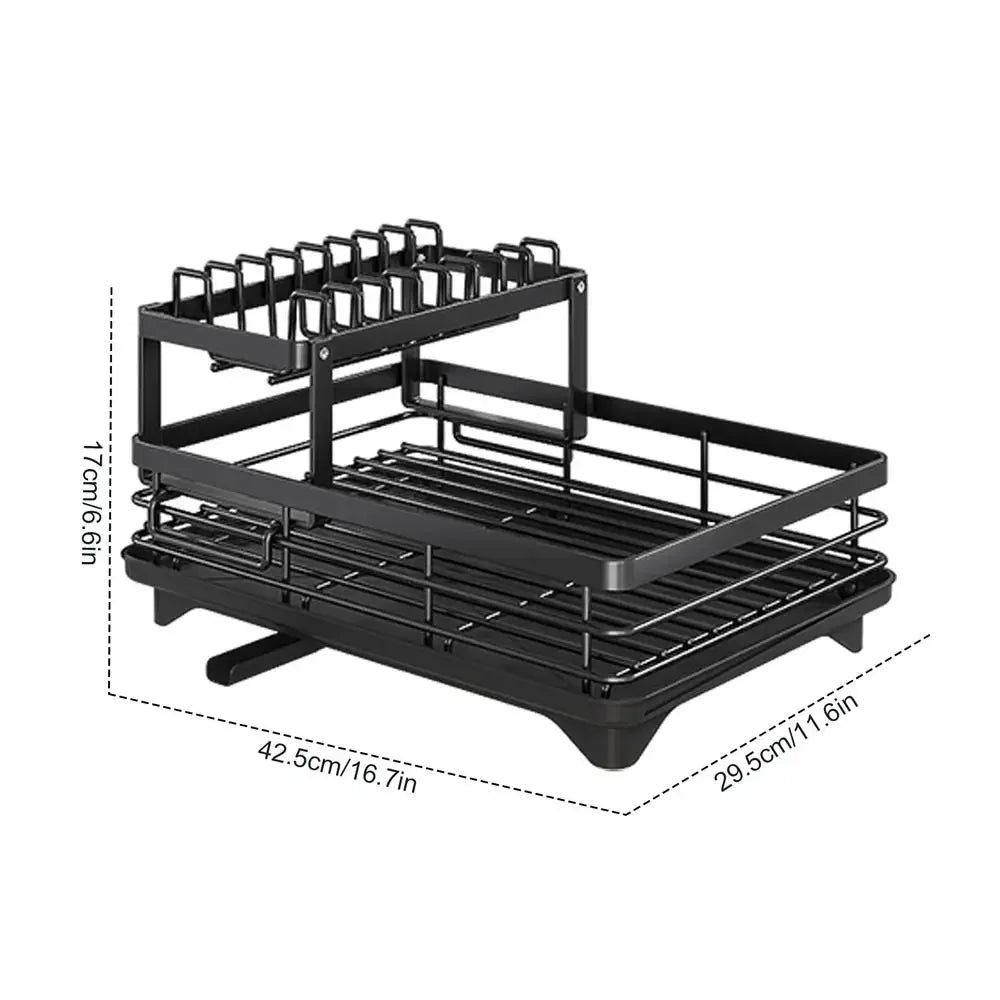 1/2 Tier Kitchen Organizer Dish Drying Rack Bowls Knife Fork Pot Lid Utensils Storage Rack Kitchen Counter Tableware Drainboard