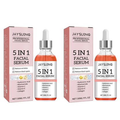 5 In 1 Facial Serum Fade Fine Lines Firming Skin Shrink Pores Moisturizing Brightning Vitamin C Hyaluronic Acid Face Serum